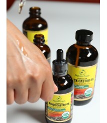 USDA 100% PURE Jamaican Black Castor Oil 4 oz Cold Pressed Hexane Free Stimulate Growth for Eyelashes Eyebrows, Hair Lash Growth Serum