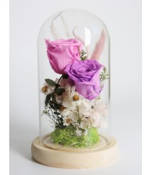 PRESERVED PURPLE ROSE WITH LED GLASS DOME 04