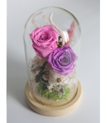 PRESERVED PURPLE ROSE WITH LED GLASS DOME 04