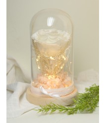 PRESERVED FLOWER GLASS DOME WITH LED WEDDING 001