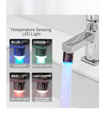 Water filter clean TAP 3 LED Light Changing Temperature Sensor Faucet tap for Kitchen Bathroom 24mm  0.944 in inch